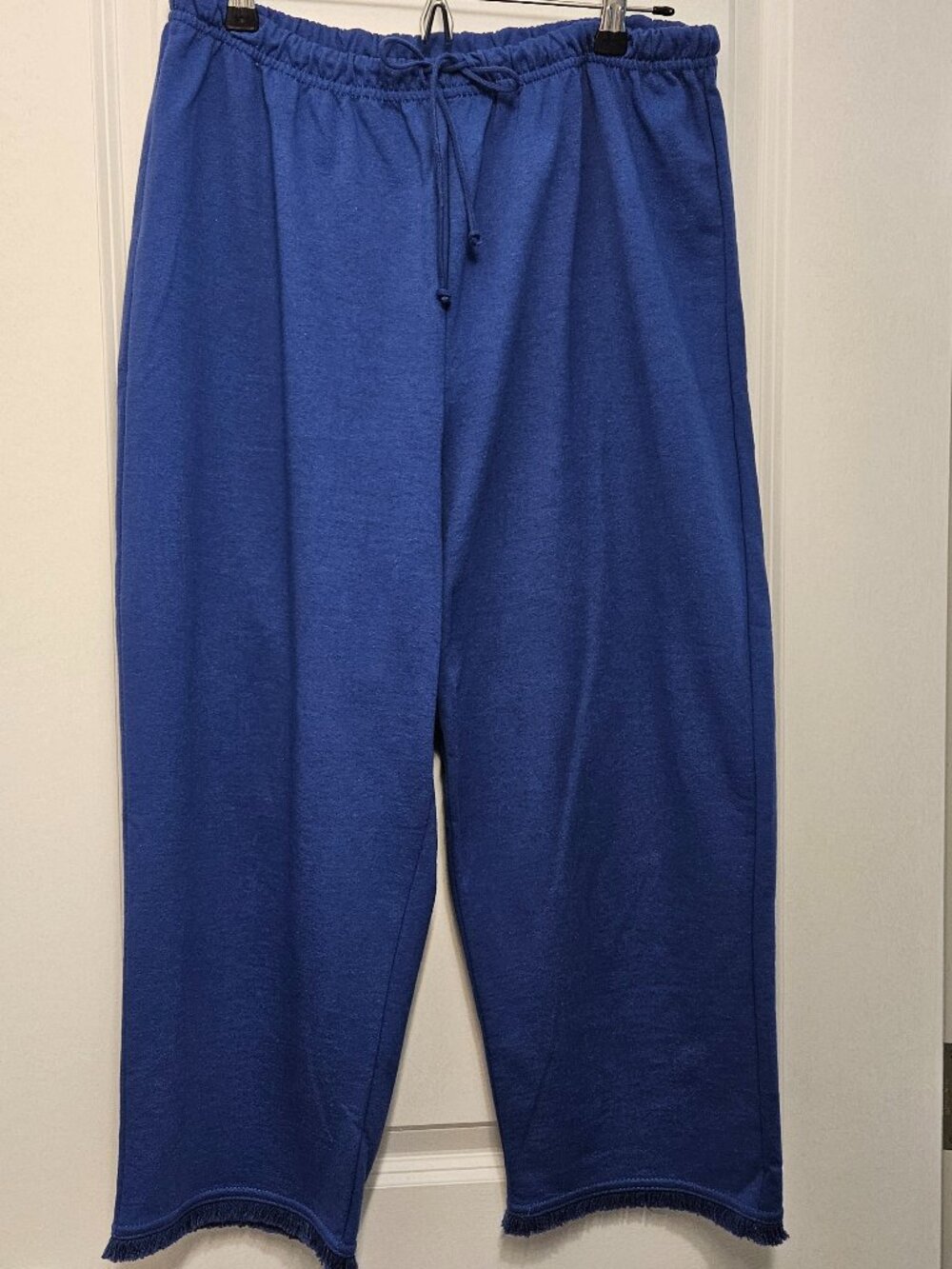 Silverwear Blue Cotton Lounge Pants XL Drawstring Fringe Hem Made USASilverwear